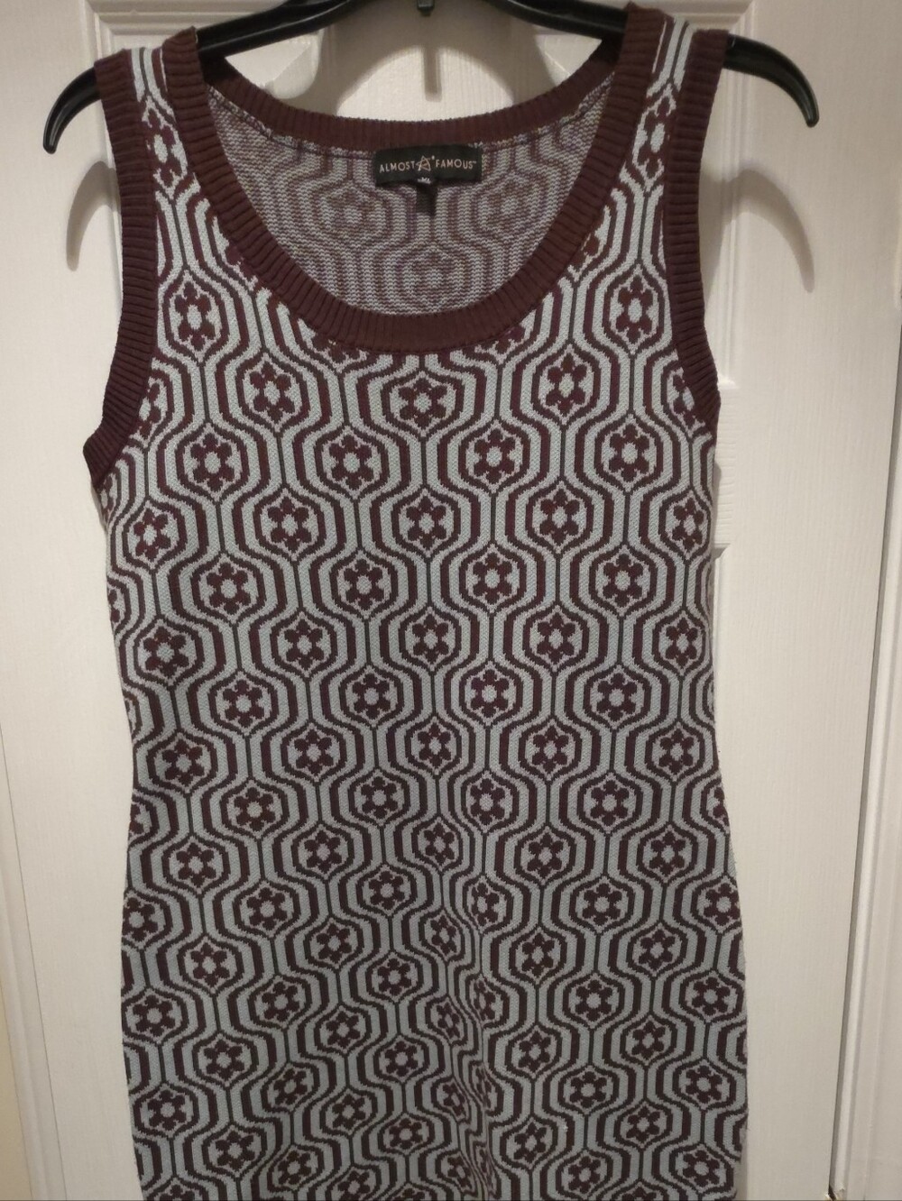 Almost Famous Brown and Light Gray Geometric Knit Tank